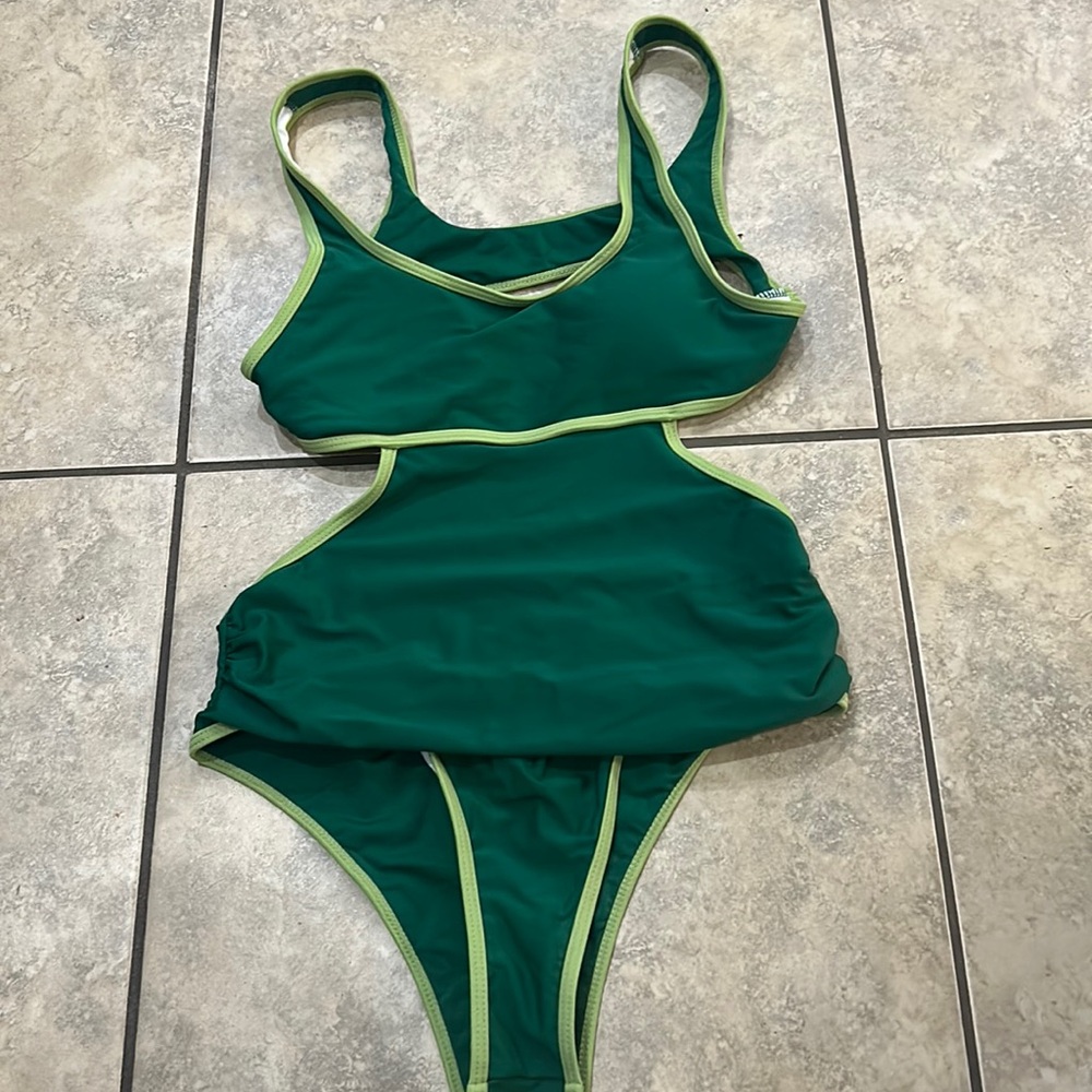 Green one piece swimsuit size large